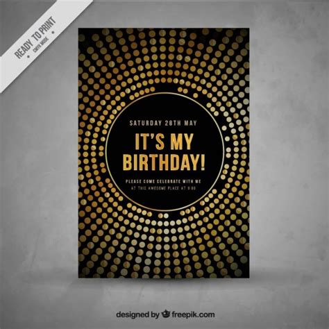 Free Vector | Stylish golden birthday invitation