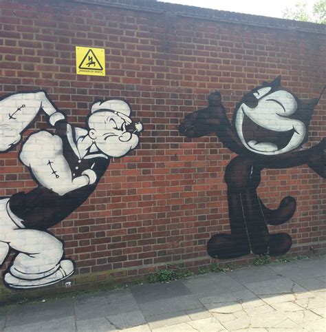 Popeye the sailor vs Felix the cat (Turnpike Lane graffiti)