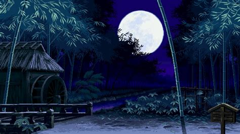 Gray hut near bamboo trees at night time painting HD wallpaper | Wallpaper Flare