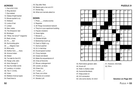 Printable Crossword Puzzles For Seniors