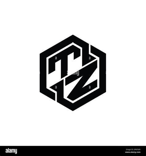 TZ Logo monogram gaming with hexagon geometric shape design template Stock Photo - Alamy