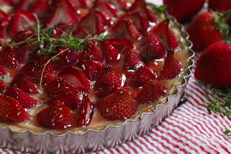 Strawberry & Thyme Honey Custard Tart recipe