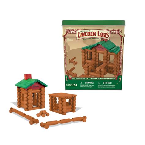 Lincoln Logs –100th Anniversary Tin-111 Pieces-Real Wood Logs-Ages 3+ - Best Retro Building Gift ...