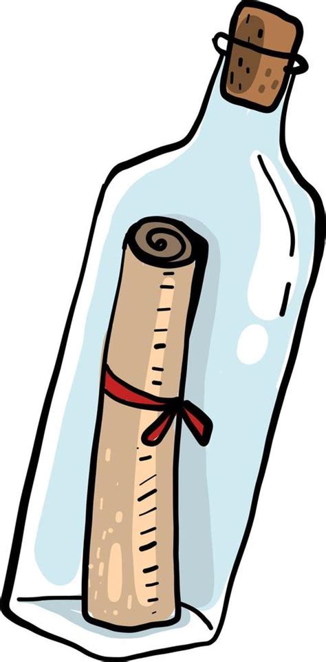 Message in the bottle, illustration, vector on white background ...