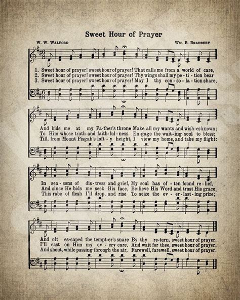 Sweet Hour of Prayer Hymn Print Sheet Music Art Hymn Art | Etsy