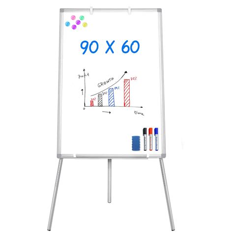 Buy Flip Chart Easel Whiteboard, Magnetic Portable White Board with Stand 90 x 60cm, Dry Erase ...