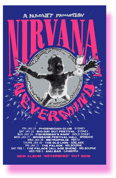 Nirvana Poster Concert Nevermind Tour Oz 11 x 17 USA Sameday Ship – ConcertPoster.Org