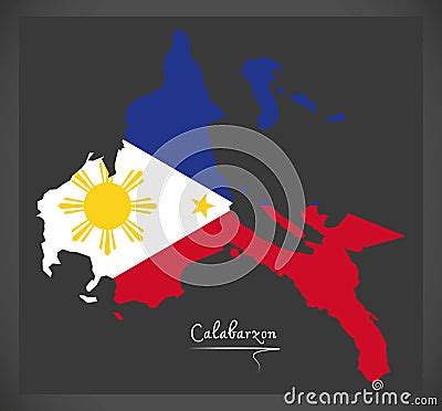 Calabarzon Map Of The Philippines With Philippine National Flag Vector Illustration ...