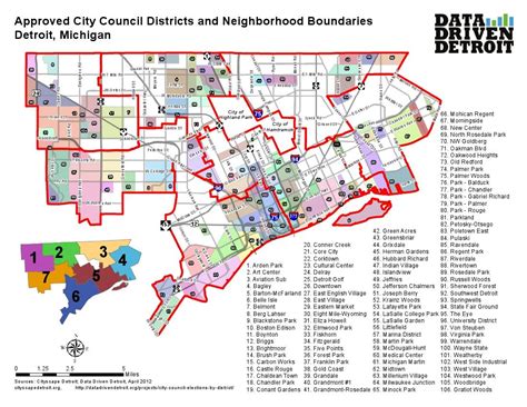 Detroit districte mapa - Districte de Detroit mapa (Michigan - EUA)