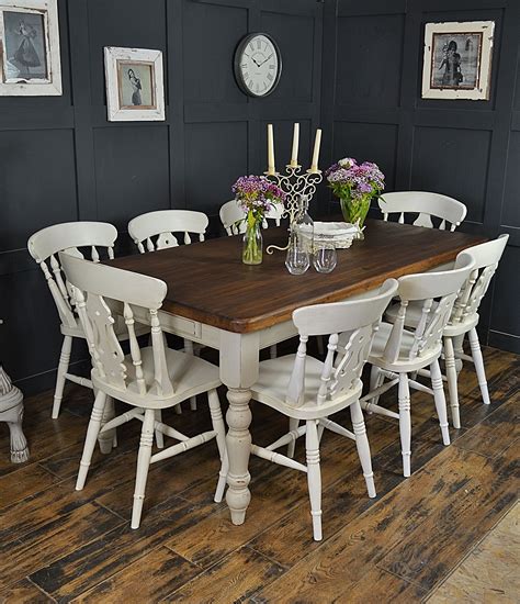 Dine in style with our fabulous 8 seater farmhouse set, painted in Farrow & Ball Wimbourne ...