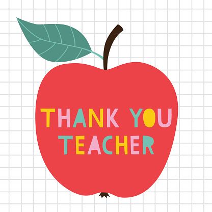 Thank You Teachers Day Vector Card With An Apple Stock Illustration ...