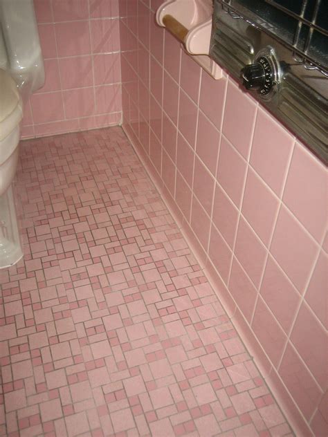 Tile on floor as accent in MG bath | Pink bathroom tiles, Black tile bathrooms, Bathroom floor tiles