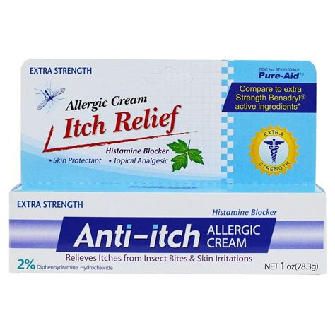 Pure-Aid Anti-Itch Allergic Cream - 1oz (2 Pack) | Soothes Skin ...