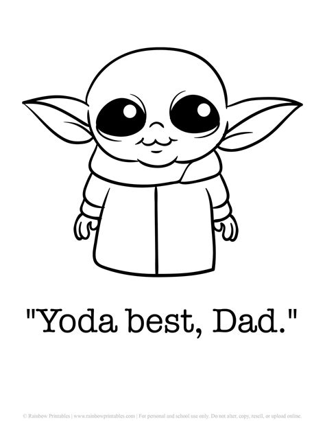 Cute Yoda Pun & Father's Day Punny Cards Coloring Pages Baby Yoda Star ...