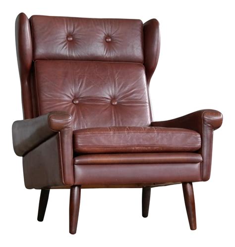 Sven Skipper High Back Winged Arm or Lounge Chair in Chestnut Brown Leather | Chairish Sleeper ...