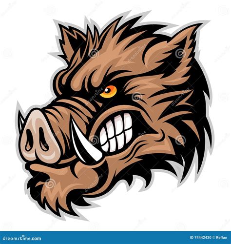 Angry Razorback Wild Pig Hog Boar Head Vector Illustration ...