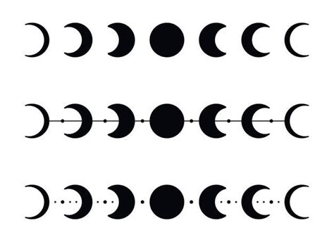 Premium Vector | Moon phases silhouettes with stars. black crescent icons. night space astronomy ...