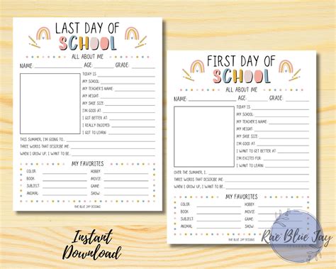 Back to School Printable, Back to School Questionnaire, School ...