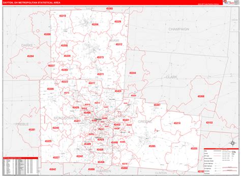 Wall Maps of Dayton Metro Area Ohio - marketmaps.com