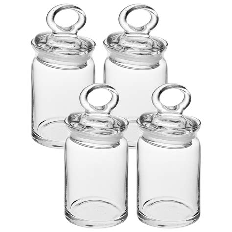 Small Glass Canister with Stopper Lid & Airtight Sealing Mini Spice ...