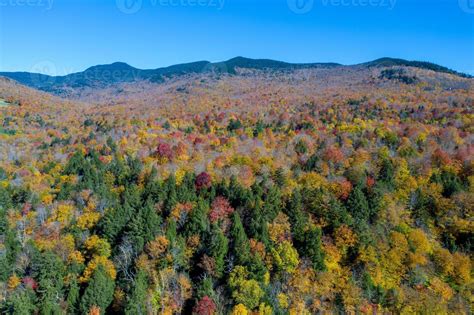 Aerial panoramic view of peak Fall foliage in Stowe, Vermont. 15987153 Stock Photo at Vecteezy