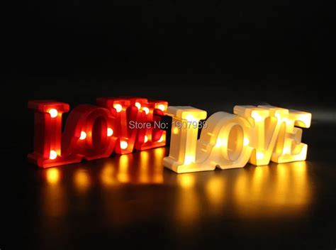 12"wide mini White red plastic "LOVE" LED Marquee Sign LIGHT UP Adhesive LOVE letter light ...