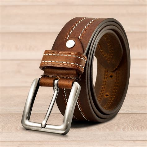 100% FULL GRAIN Leather Belts Mens Casual Dress Jeans Belt Black Brown ...