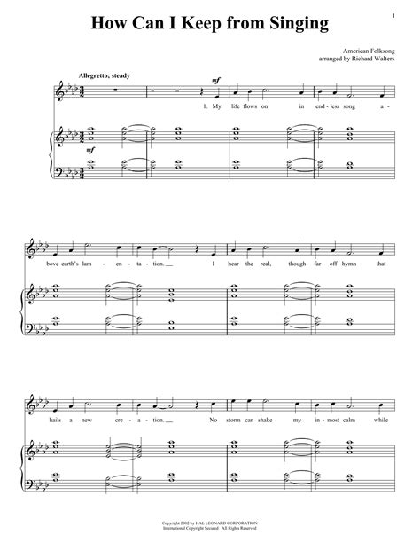 How Can I Keep From Singing by American Folk Hymn Sheet Music for Piano & Vocal at Sheet Music ...