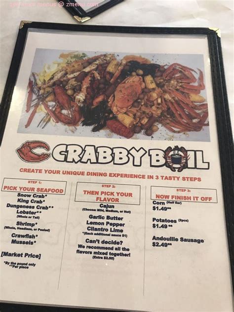 Menu at Crabby Boil restaurant, Batavia