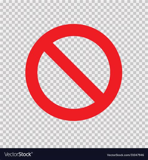 Red no sign isolated on transparent background Vector Image