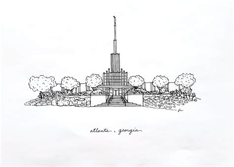 Atlanta, Georgia Temple LDS Print Hand Drawn - Etsy