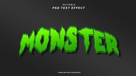 Premium PSD | MONSTER TEXT EFFECT EDITABLE DESIGN