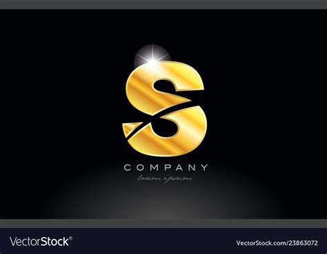 Letter s gold golden alphabet metal logo icon Vector Image