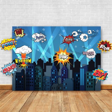 Buy Superheroes Theme Party Photography Backdrop with Prop, & . Super ...