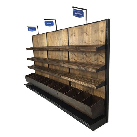 Bread Display Racks Single Sided Gondola With 12 Wood Shelves 12ft ...