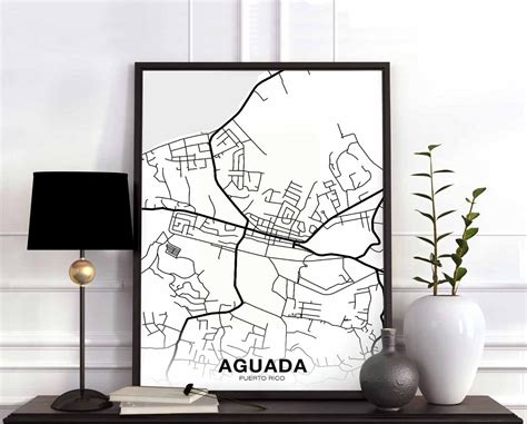 AGUADA Puerto Rico map poster Hometown City Print Modern Home | Etsy