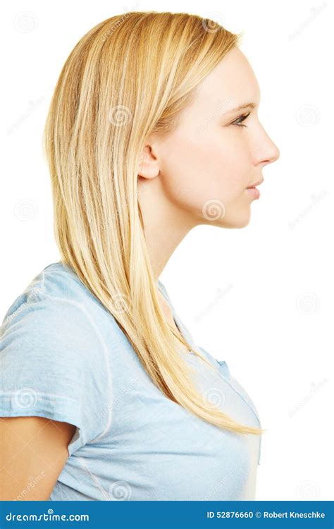 Young Blonde Woman in Side View Stock Photo - Image of blond, apprentice: 52876660