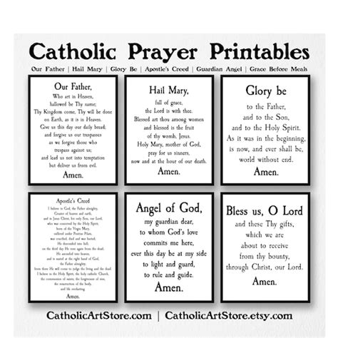 Catholic Prayer Printable 6-pack Our Father Hail Mary Glory | Etsy