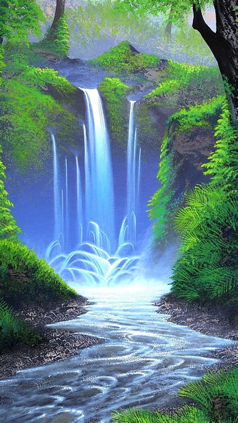 Scenery Drawing, Waterfall Artwork, nature, HD phone wallpaper | Peakpx