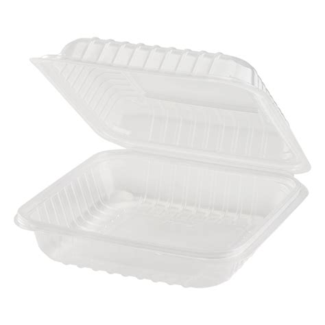 KARAT 8" SINGLE COMPARTMENT TO GO CONTAINER TRANSPARENT, POLYPRO PLASTIC, HINGED LID (250)