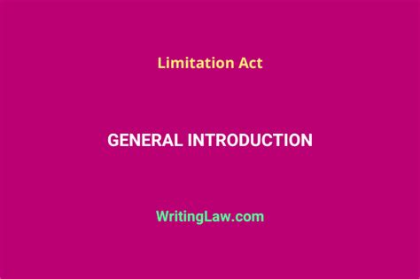 General Introduction to the Limitation Act, 1963