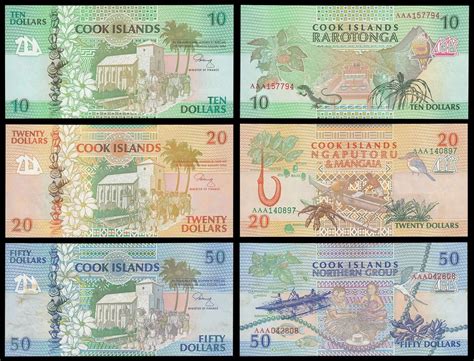 Cook Islands 10,20,50 Dollars 3 Pieces Banknotes Full Set, 1992, P-8,9 ...