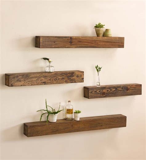 Rustic Wooden Shelf / Wood Floating Shelves, 24''L | Rustic wooden shelves, Wooden wall shelves ...