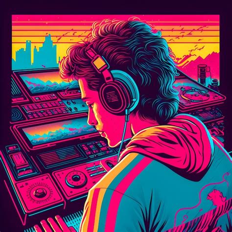 Retro y pop art de dj a bordo ilustración estilo cómic abstracto fondo de música | Foto Premium