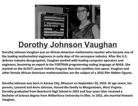 🌱 Facts about dorothy vaughan. Biography. 2022-11-04