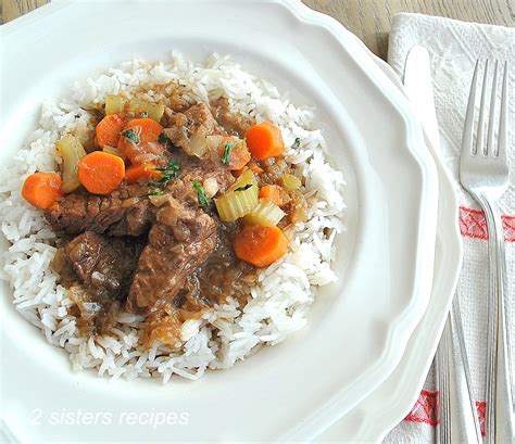 Beef Stew in Half the Time! Served with Rice - 2 Sisters Recipes by ...