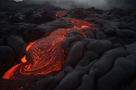 Premium AI Image | A lava flow in iceland is seen in this image from ...