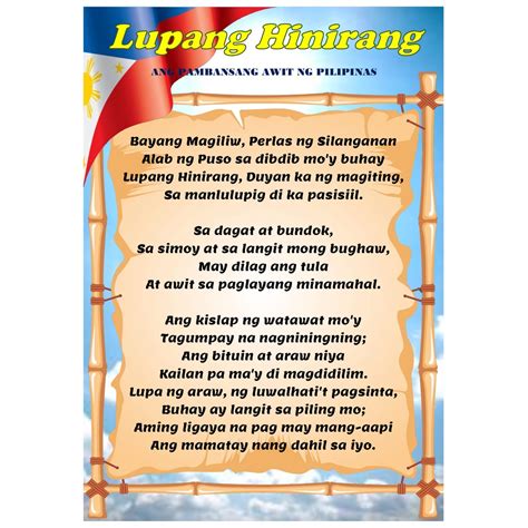 Laminated Wall Poster Decor LUPANG HINIRANG PANATANG MAKABAYAN | Shopee ...