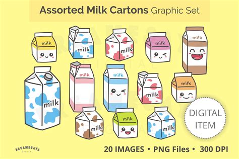 Various Milk Cartons Png Clipart Set Graphic by Dreamesaya · Creative ...