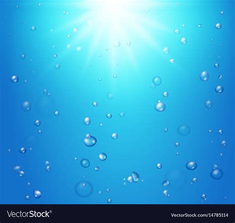 Fizzing air bubbles on blue underwater background Vector Image